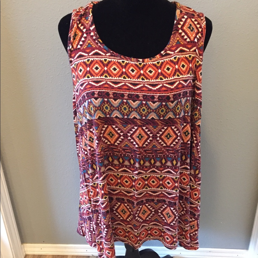 Bobeau Aztec print tank, 3X, women's